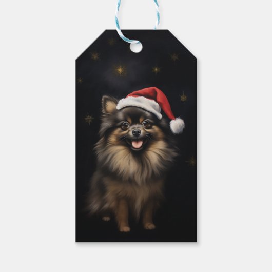 Anpassbare Black and Tan Spitz Weihnachten Geschenkanhänger (Vorderseite)