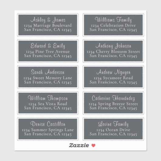 Anpassbare Black Wedding Guest Address Labels (Blatt)