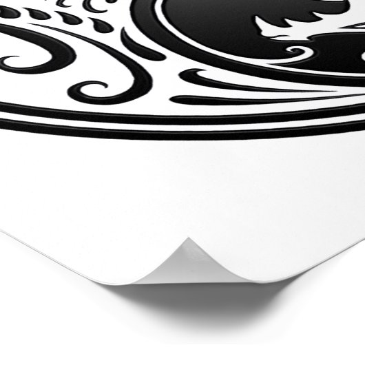 Anpassbare Black Yin Yang Dragons Poster (Ecke)