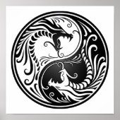 Anpassbare Black Yin Yang Dragons Poster (Vorne)