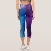 Anpassbare Blau Lila Hochgeschnittene Caprihosen Capri Leggings (Rückseite)
