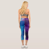 Anpassbare Blau Lila Hochgeschnittene Caprihosen Capri Leggings (Rückseite)