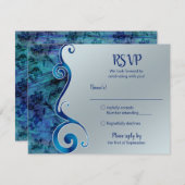 Anpassbare Blau- und Silber-RSVP-Karte RSVP Karte (Vorne/Hinten)