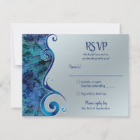 Anpassbare Blau- und Silber-RSVP-Karte