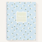 Anpassbare blaue Blütenhefte Notizblock (Vorderseite)