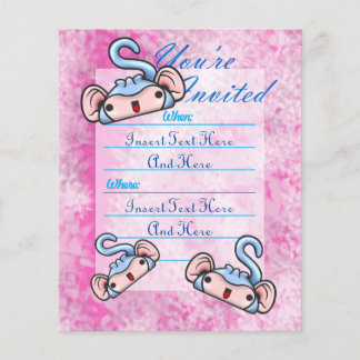 Anpassbare blaue lächelnde Affen laden ein Flyer