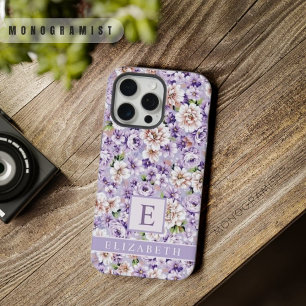 Anpassbare Blaue Lila Blumen Weiße Blumen iPhone 15 Pro Max Hülle