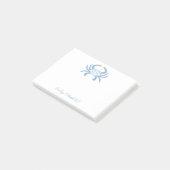 Anpassbare Blaue Schicke Krabben-Haftnotizen Post-it Klebezettel (angewinkelt)