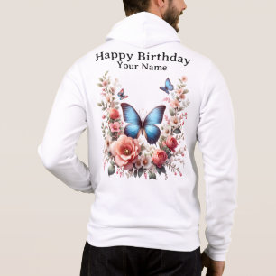 Anpassbare Blaue Schmetterling Blumenkunst-96279 Hoodie