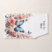 Anpassbare Blaue Schmetterlings-Blumenkunst-96279 Badhandtuch Set (Handtuch)