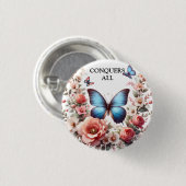 Anpassbare Blaue Schmetterlings-Blumenkunst-96279 Button (Vorne & Hinten)