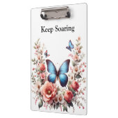 Anpassbare blaue Schmetterlings-Blumenkunst-96279- Klemmbrett (Links)