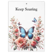 Anpassbare blaue Schmetterlings-Blumenkunst-96279- Klemmbrett (Rückseite)