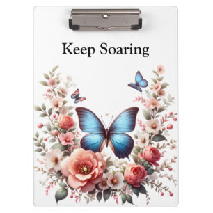 Anpassbare blaue Schmetterlings-Blumenkunst-96279- Klemmbrett