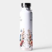 Anpassbare Blaue Schmetterlings-Blumenkunst-96279 Trinkflasche (Links)
