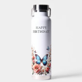 Anpassbare Blaue Schmetterlings-Blumenkunst-96279 Trinkflasche (Vorne)