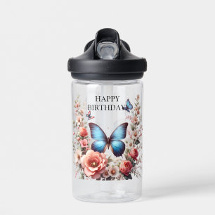 Anpassbare Blaue Schmetterlings-Blumenkunst-96279 Trinkflasche