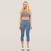 Anpassbare Blauer Denim-Patchwork-Replacebozeichnu Capri Leggings