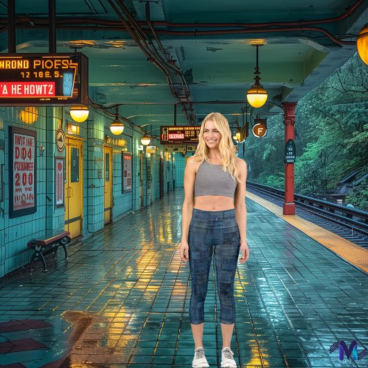 Anpassbare Blauer Denim-Patchwork-Replacebozeichnu Capri Leggings