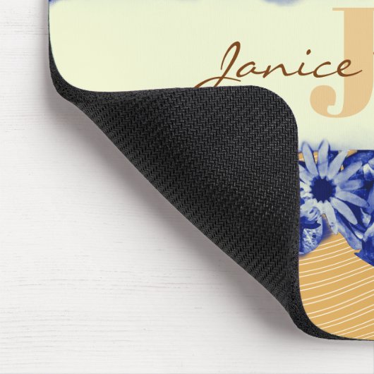 Anpassbare Blue Gold Rose Chic Joy to World Mousepad (Ecke)