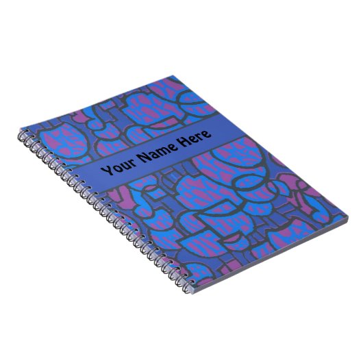 Anpassbare Blue Magenta Abstrakt Spiral Notebook Notizblock (Rechte Seite)