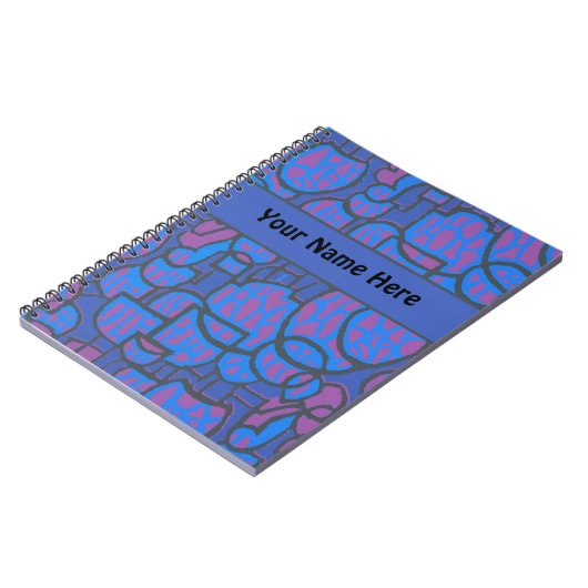Anpassbare Blue Magenta Abstrakt Spiral Notebook Notizblock (Linke Seite)