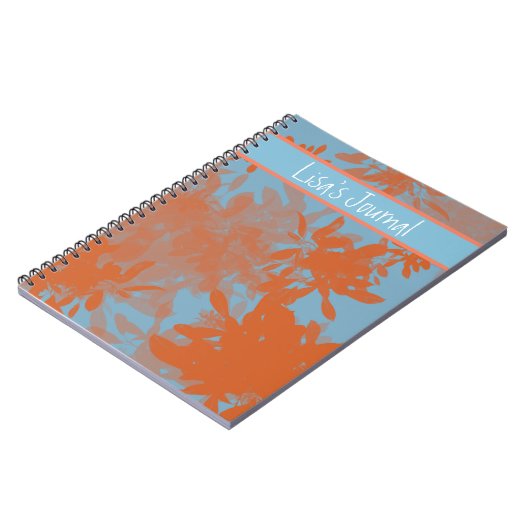 Anpassbare Blue & Orange Leaf Notebook Notizblock (Linke Seite)