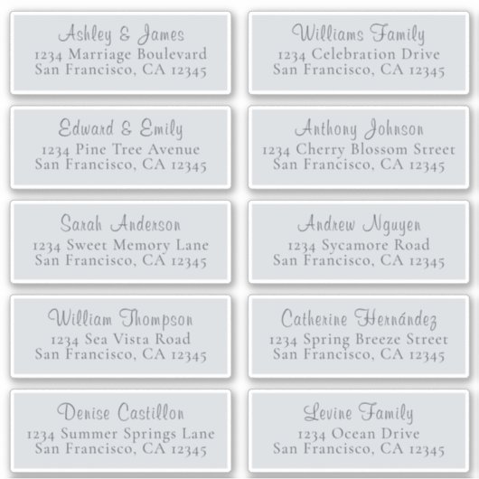 Anpassbare Blue Wedding Guest Address Labels (Vorderseite)