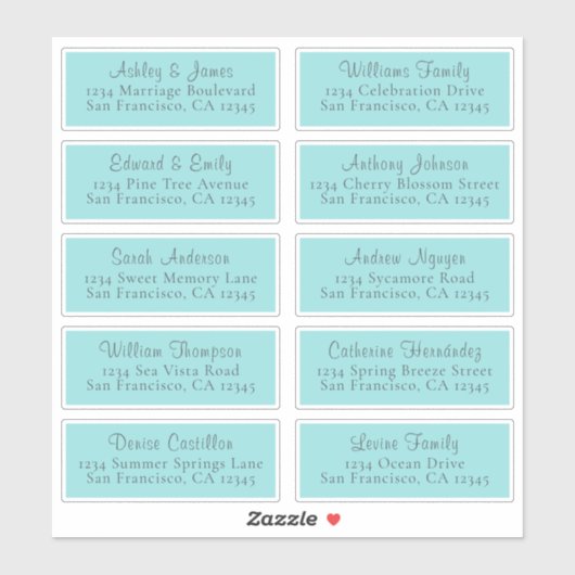 Anpassbare Blue Wedding Guest Address Labels (Blatt)