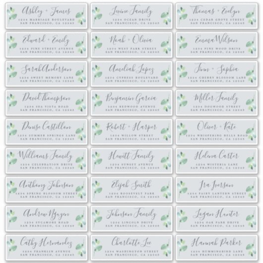 Anpassbare Blue Wedding Guest Address Labels (Vorderseite)