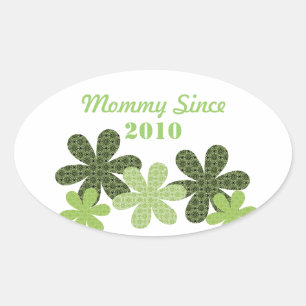 Anpassbare Blume Mommy seit Oval Stickers