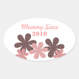 Anpassbare Blume Mommy seit Oval Stickers