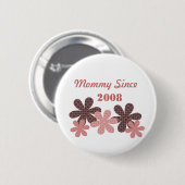 Anpassbare Blume Mommy Since Button, Burgundy Button (Vorne & Hinten)