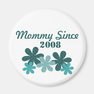Anpassbare Blume Mommy Since Magnet, Aquamarin Magnet