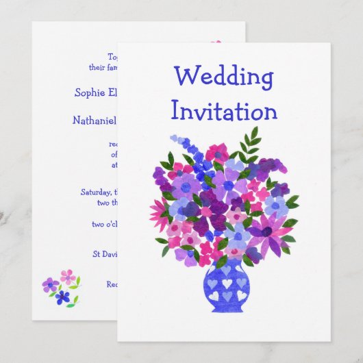 Anpassbare Blume Power Hochzeit Einladung (Vorne/Hinten)