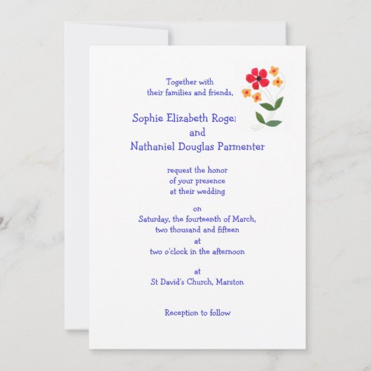 Anpassbare Blume Power Hochzeit Einladung (Rückseite)