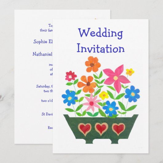 Anpassbare Blume Power Hochzeit Einladung (Vorne/Hinten)