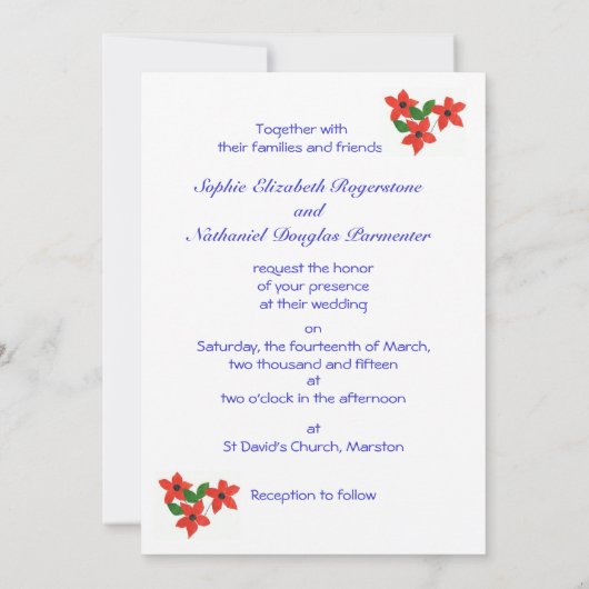 Anpassbare Blume Power Hochzeit Einladung (Rückseite)