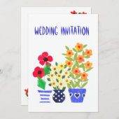 Anpassbare Blume Power Hochzeit Einladung (Vorne/Hinten)