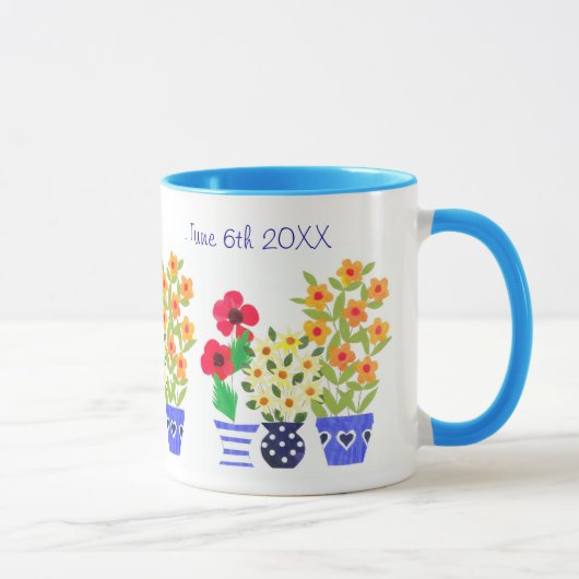 Anpassbare 'Blume Power' Hochzeitsstiftung Tasse (Rechts)