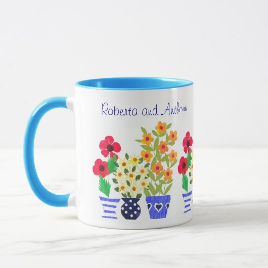 Anpassbare 'Blume Power' Hochzeitsstiftung Tasse (Links)