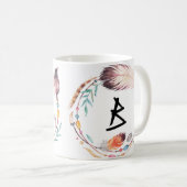 Anpassbare Boho-Initialen-Kaffeetasse Kaffeetasse (VorderseiteRechts)