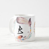 Anpassbare Boho-Initialen-Kaffeetasse Kaffeetasse (Vorderseite Links)