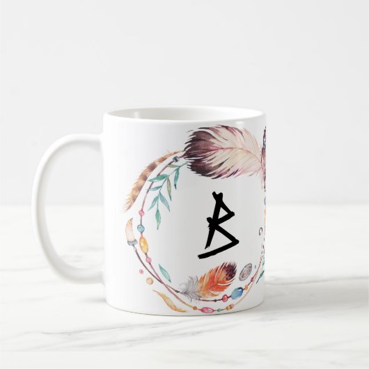 Anpassbare Boho-Initialen-Kaffeetasse Kaffeetasse (Links)
