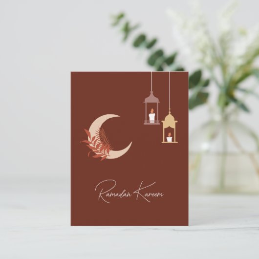 Anpassbare Boho Islamic Ramadan Kareem Feiertagspostkarte (Stehend Vorderseite)