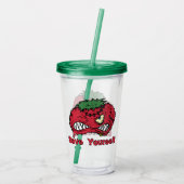 Anpassbare böse Tomate Acryltrinkbecher (Rückseite)