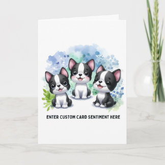 Anpassbare Boston-Terrier-Karte - Text wählen Feiertagskarte