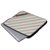 Anpassbare braune Tan Blue Streifen Laptopschutzhülle (Vorne Knopf)