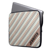 Anpassbare braune Tan Blue Streifen Laptopschutzhülle (Vorderseite Links)