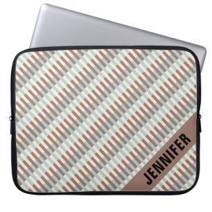Anpassbare braune Tan Blue Streifen Laptopschutzhülle